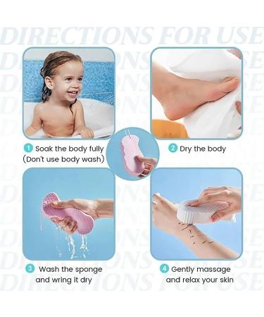 Efficient Super Soft Exfoliating Bath Sponge for All - Gentle Dead Skin Remover for Adults Children and Pregnant Women (Blue & White - Buy Online on GoSupps.com