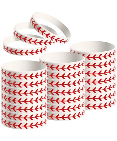 JOVITEC Softball Bracelet Softball Wristband Silicone Bracelet Softball Gift for Softball Player and Softball Teams (24 Pieces, White)