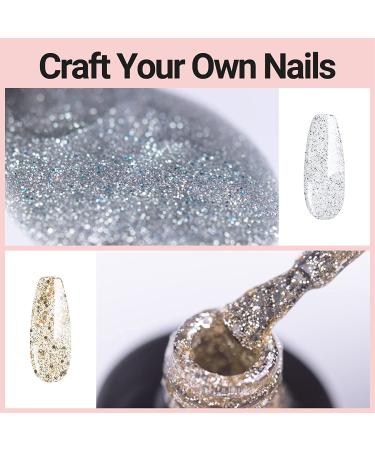 Gold & Silver Glitter Gel Nail Polish Set - UV Soak Off, Salon Quality DIY Manicure Kit - Buy Online on GoSupps.com