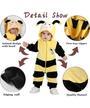 Doladola Unisex Baby Toddler Romper Jumpsuit Hooded Cartoon Sleepsuit 12-18 Months - Bee Design - Buy Online on GoSupps.com