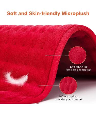 Large Electric Heating Pad for Back, Neck, Menstrual Pain Relief - 6 Heat Levels, 4 Timers, Auto Shut Off - 17 x 33 Red - Buy Online on GoSupps.com
