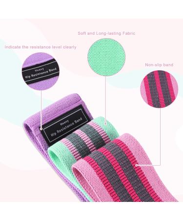 TIENO 3 Sets Resistance Bands 3 Resistance Grades Hip Exercise Bands for HIPS and Glutes Fabric Non Slip Workout Booty Bands for Women and Men Best Choice for Home Fitness Yoga Pilates Pink Purple and Grey - Buy Online on GoSupps.com