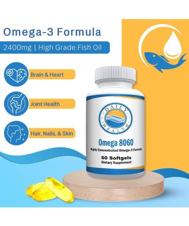 Omega 8060 2400mg Omega 3 Fish Oil Joint Health Supplement 60 softgel - 1 Month Supply 60 Count (Pack of 1) - Buy Online on GoSupps.com