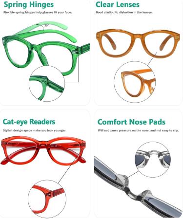 Eyekepper 5 Pack Cat Eye Reading Glasses - Stylish Oversized Women s +2.00 Reading Aid - Ship Internationally - Buy Online on GoSupps.com