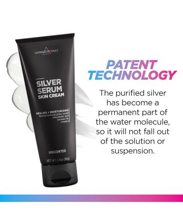 Livingood Daily Silver Serum Skin Cream Moisturizing Body Cream with Colloidal Silver Hyaluronic Acid Coconut Oil & Vitamin E Unscented Body Moisturizer for Dry Skin Women & Men 3.4 Oz - Buy Online on GoSupps.com