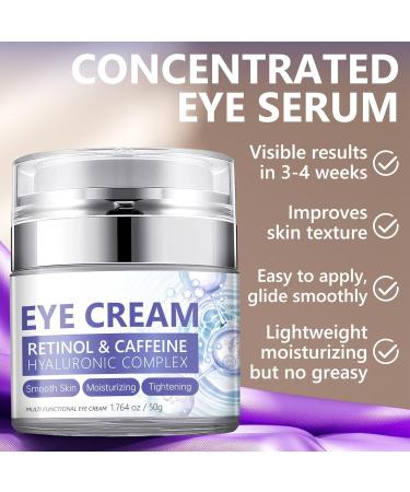 Retinol & Caffeine Eye Cream for Dark Circles Puffiness Wrinkles & Fine Lines Anti-Aging Under Eye Cream Hydrating Firming Skin Daily Face & Neck Cream for Men & Women 50g - Buy Online on GoSupps.com