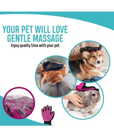 Pet Grooming Glove Pet Hair Remover Mitt Moulting - Deshedding Brush Glove - Soft Silicone Tips for Gentle Massage For Cats & Dogs with Long & Short Fur (Purple Right) Purple Right - Buy Online on GoSupps.com