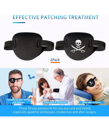 2PCS Pirate Eye Patches | AMZVIO 3D Adjustable Eye Masks for Adults & Kids | Black Eyepatch for Lazy Eye Amblyopia & Cataract - Buy Online on GoSupps.com