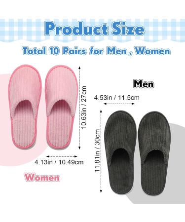 10 Pairs Disposable Home Slippers for Guests - Soft Washable Cotton Linen Spa Slippers Non-Slip & Breathable for Indoor Travel & Parties (Pink Gray - Buy Online on GoSupps.com