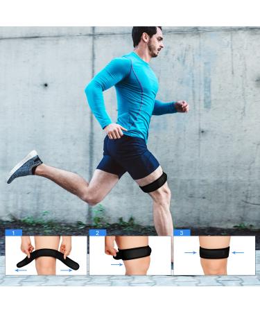 SupreGear Adjustable IT Band Compression Wrap for Knee Thigh Hip - Support for ITB Syndrome, Patellar Tendonitis, Osgood Schlatters - Women Men Stabilizer Brace (Black) - Buy Online on GoSupps.com