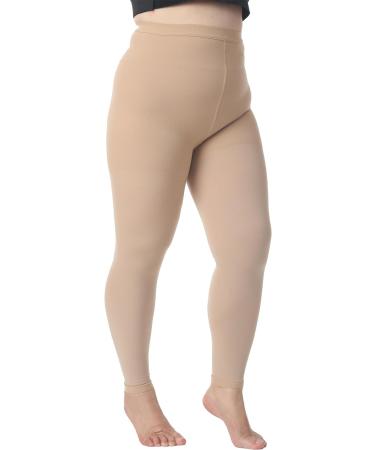 Plus Size 5XL Medical Compression Pantyhose - 20-30 mmHg Compression Leggings for Edema & Varicose Veins - Opaque Footless Waist High Stockings for DVT - Beige - Buy Online on GoSupps.com