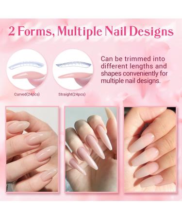 Modelones Poly Extension Gel Nail Kit - Nude & White Colors | Builder Extension Gel Set with Mini Nail Lamp, Slip Solution, Rhinestones | French DIY Nail Art Design Beginner Kit - A-Light Apricot - Buy Online on GoSupps.com