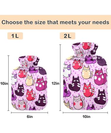 Shop Naanle Funny Purple Cats Hot Water Bottle - 2L Large Cover for Pain Relief & Heat Therapy - International Shipping Available - Buy Online on GoSupps.com