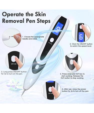 Aceshop Skin Tags Removal Pen Professional Mole Remover Pen Kit with 9 Strength Levels & Replaceable Needles USB Rechargeable Mole Remover Pen Kit Plasma Pen for Wart Freckle Nevus (White) - Buy Online on GoSupps.com