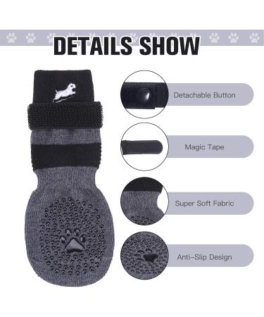 EXPAWLORER 6 Pack Double Sided Anti-Slip Dog Socks - Non-Slip Paw Protection | Adjustable Straps | Strong Grips | Traction Control | Indoor Hardwood Floor Wear | Black Large - Buy Online on GoSupps.com
