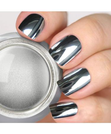 PrettyDiva Silver Chrome Nail Powder - Rose Gold Effect Mirror Nail Powders Pure Metallic Chrome Powder Manicure Pigments for Nail Art