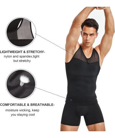 MOLUTAN Men's Compression Shirt Shapewear | Chest & Abdomen Control Body Shaper | Slimming Undershirt Tank Top - Black, X-Large - Buy Online on GoSupps.com