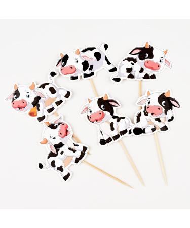 Cow Cupcake Toppers MOO Cow Cupcake Picks for Farm Animal Theme 1st Birthday Baby Shower Party Set of 48 (B) - Buy Online on GoSupps.com