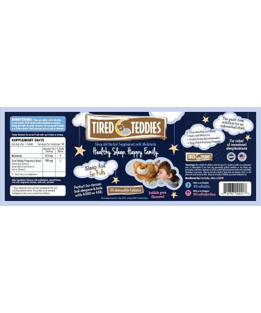 Tired Teddies Low Dose Melatonin Kids Chewable 0.3 mg - Kids Melatonin Tablet Sleep Support with Chamomile Bubblegum Flavor 90 Count - Buy Online on GoSupps.com