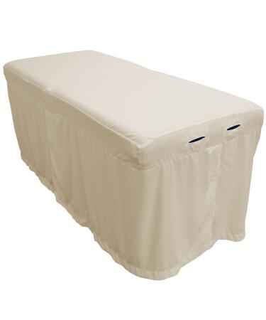 Microfiber Massage Table Skirt by Body Linen - Massage Table Bed Skirt to Fit Standard Size Massage Tables - Lightweight, Super Soft and Stain-Resisting - Color  Natural