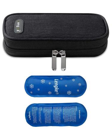 Vianber Insulin Travel Cooling Bag Diabetes Medical Cool Bag Isothermal Bag with 2 Ice Packs for Medication Cooler (Black)