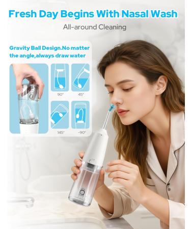 Nasal Irrigation System with 40 Saline Packets 15s Quick Relief Nettie Pot Sinus Rinse with 4 Speeds 1000mah USB-C Charging 6 Nozzles for Kid Adult IPX7 Waterproof Congestion Pressure Relief - Buy Online on GoSupps.com