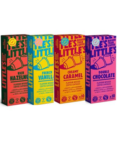 Littles Coffee Capsules Multipack - Creamy Caramel French Vanilla Double Chocolate Rich Hazlenut - 40 Drinks Nespresso Compatible