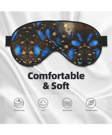 Buy Blue Butterflies Sleep Mask | Adjustable Breathable & Fashionable Eye Mask for Comfortable Sleep - International Shipping Available - Buy Online on GoSupps.com