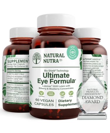Natural Nutra Ultimate Eye Health Vitamins with Lutemax 2020, Lens and Retina Supplement, Improves Day and Night Vision, Healthy Macula, Reduces Eye Fatigue, Bilberry Extract, 60 Capsule 60 Count (Pack of 1)
