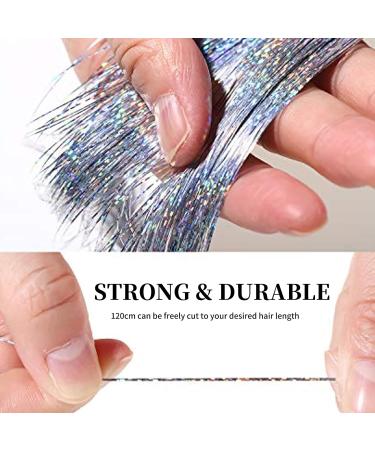 Sparkling Hair Tinsel Extensions Kit - 600 Strands, Heat Resistant - 48 Inch Glitter Tinsel for Women & Girls - Buy Online on GoSupps.com