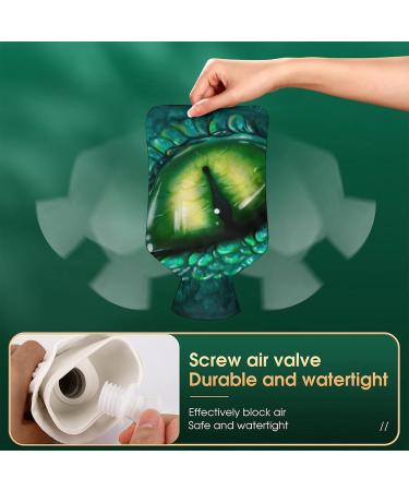 Green Dragon Eyes Hot Water Bottle with Plush Cover | Hand Warmer for Adults & Children - 26.5x15.3cm | International Shipping Available - Buy Online on GoSupps.com