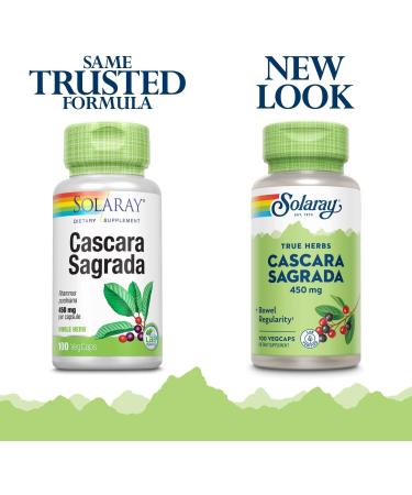 SOLARAY Cascara Sagrada Bark 450mg Veg Caps - 100ct Bottle - Buy Online on GoSupps.com