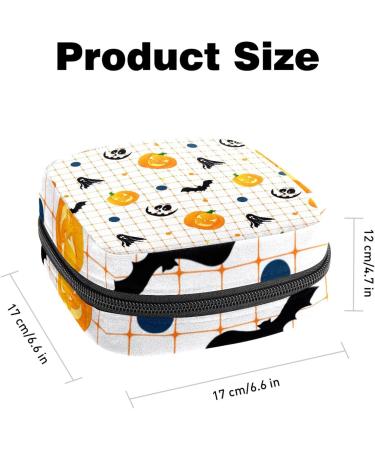 Halloween Pumpkin Plaid Sanitary Napkin Storage Bag - Large Capacity Menstrual Cup Pouch for Girls - Portable Makeup Organizer - Color 14 - Buy Online on GoSupps.com