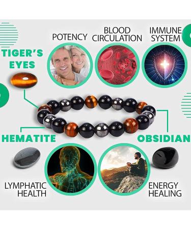 Men Energy Resurrect Bracelet Men Steel Hard Triple Infrared Bracelet Triple Stone Powered Bracelet Lymph Drainage Tiger Eye Triple Bracelet (8Pcs) - Buy Online on GoSupps.com