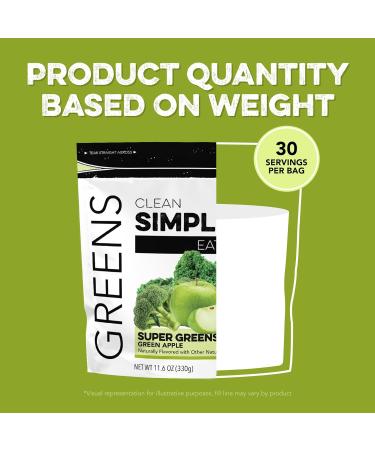 Clean Simple Eats Super Greens Powder, Naturally Flavored Greens Powder with Chlorella, Spirulina, Superfoods & Prebiotic Fiber, No Artificial Ingredients, Gluten Free, Green Apple Flavor, 30 Servings Green Apple 11.06 Ounc  - Buy Online on GoSupps.com
