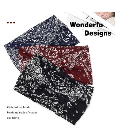 YBSHIN Boho Bandeau Headbands Black Wide Knot Hair Scarf - Pack of 3 Set 2 - Buy Online on GoSupps.com
