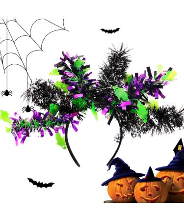 Umiocns Halloween Pumpkin Headband - Pumpkin Ghost Bat Skeleton Colorful Wool Strips Halloween Hair Bands | Favors Halloween Accessories for Adults Cosplay Dress Up Ghost Skeleton