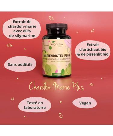 Milk Thistle with Organic Dandelion + Organic Artichoke 120 Capsules (4 Months) | French Quality | High Dosage: 80% Silymarin | Liver & Digestion Detox | Vegan and No Additives | Vegavero  - Buy Online on GoSupps.com