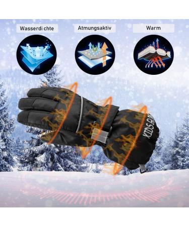 Waterproof Kids Ski Gloves | Windproof Winter Sports Gloves for Children - Black Size M (8-10 Years) - Buy Online on GoSupps.com