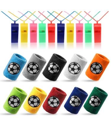 Kesote 10x welding band football wrist band (10 color) + 10x pipe plastic whistle (color randomly) for sports football birthday party - Buy Online on GoSupps.com