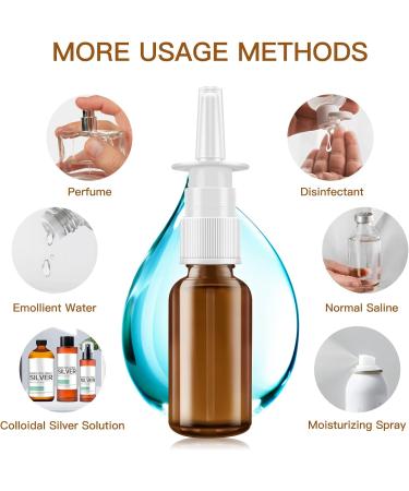 Nasal Spray Bottle Set - 6 Pcs 30ML Amber Refillable Fine Mist Sprayers with Funnels & Labels | Perfect for Travel & Home Use - Buy Online on GoSupps.com