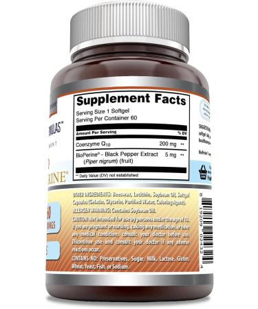 Amazing Formulas CoQ10 Supplement 200 mg | 60 Non-GMO Softgels with Bioperine | Gluten Free | Made in USA - Optimize Energy & Heart Health - Buy Online on GoSupps.com