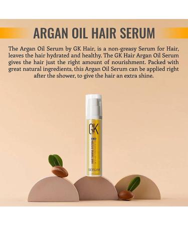 GK HAIR Global Keratin Organic Argan Oil Anti Frizz Hair Serum - 10ml | Styling, Smoothing, Strengthening, Hydrating | Heat Protection, Shine, Frizz Control | Dry Damage Repair - Pack of 1 - Buy Online on GoSupps.com