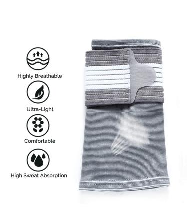Neotech Care Elbow Brace Support Sleeve - Adjustable Compression Strap - Gray, Size M - Buy Online on GoSupps.com
