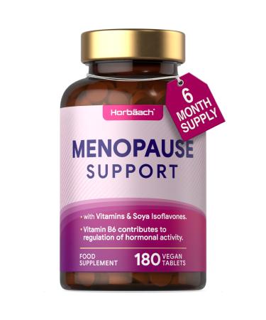 Menopause Supplement Tablets for Women | Perimenopause Menopause & Postmenopause Support with SOYA Isoflavones & Vitamin B6 | 180 Vegan Tablets | by Horbaach