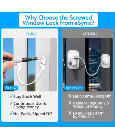 eSynic Window Restrictor 8Pcs Set - Child Safety Locks for Upvc Windows | White, Durable & Reliable with Screws&Keys - Buy Online on GoSupps.com