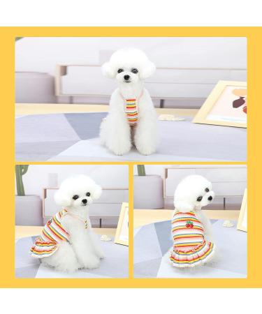 PETPUBGNZS Cute Dog Dress for Small Dogs Girl Birthday Puppy Clothes Spring Summer Dog Outfits Rainbow Colorful Striped Cherry Princess Pet Tutu Skirt Doggie Cat Chihuahua Yorkies Dresses XL (Suggest 10-14 lbs) Red - Buy Online on GoSupps.com