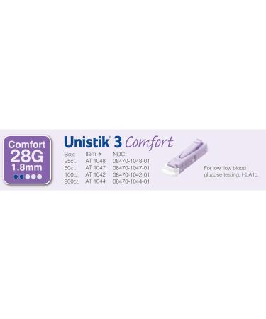Unistik 3 Comfort Safety Lancet 1.8mm Depth 28G - Box of 200 - Buy Online on GoSupps.com