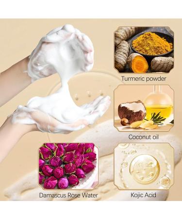 Turmeric Face Wash With Brush Turmeric Kojic Acid Foaming Cleanser Turmeric Cleansing Oil Clean And Clear Cleanser Foaming Face Wash Women For Skin Tone Reduce Blemish & Acne Hydrate Skin Vegan - Buy Online on GoSupps.com