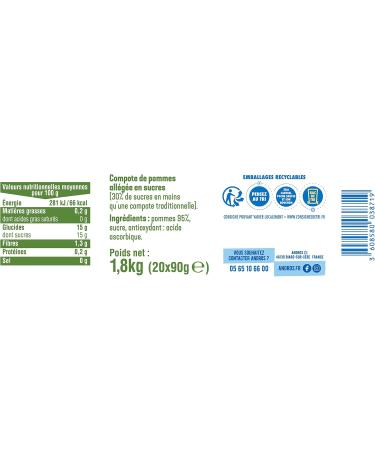 ANDROS - Fruit Compote - Recyclable Bottle - Lightweight - Apple Flavor - Ideal for Kids Snack - 20 Units (Pack of 1) - Buy Online on GoSupps.com